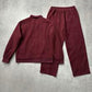 Men's Vintage Burgundy Piping Zip-Up Tracksuit Set