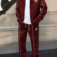 Men's Vintage Burgundy Piping Zip-Up Tracksuit Set