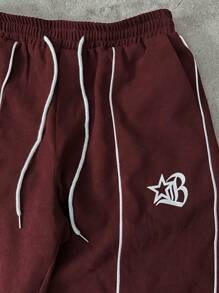 Men's Vintage Burgundy Piping Zip-Up Tracksuit Set