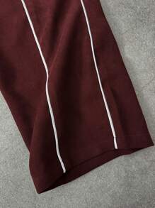 Men's Vintage Burgundy Piping Zip-Up Tracksuit Set