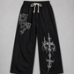 Embroidered Wide-Leg Cargo Pants