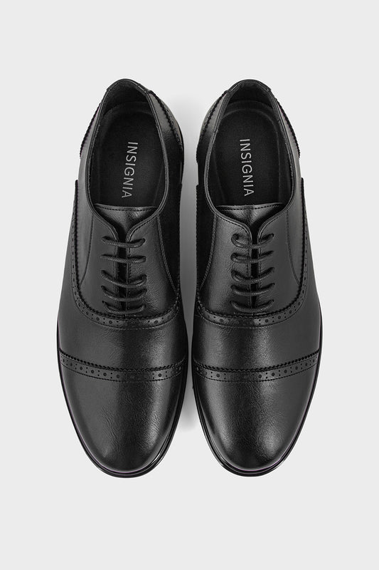 Classic Men's Leather Brogue Oxfords – Formal Cap-Toe Dress Shoes
