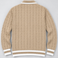 Men’s Cable Knit Polo Sweater – Classic Collared Knit Pullover