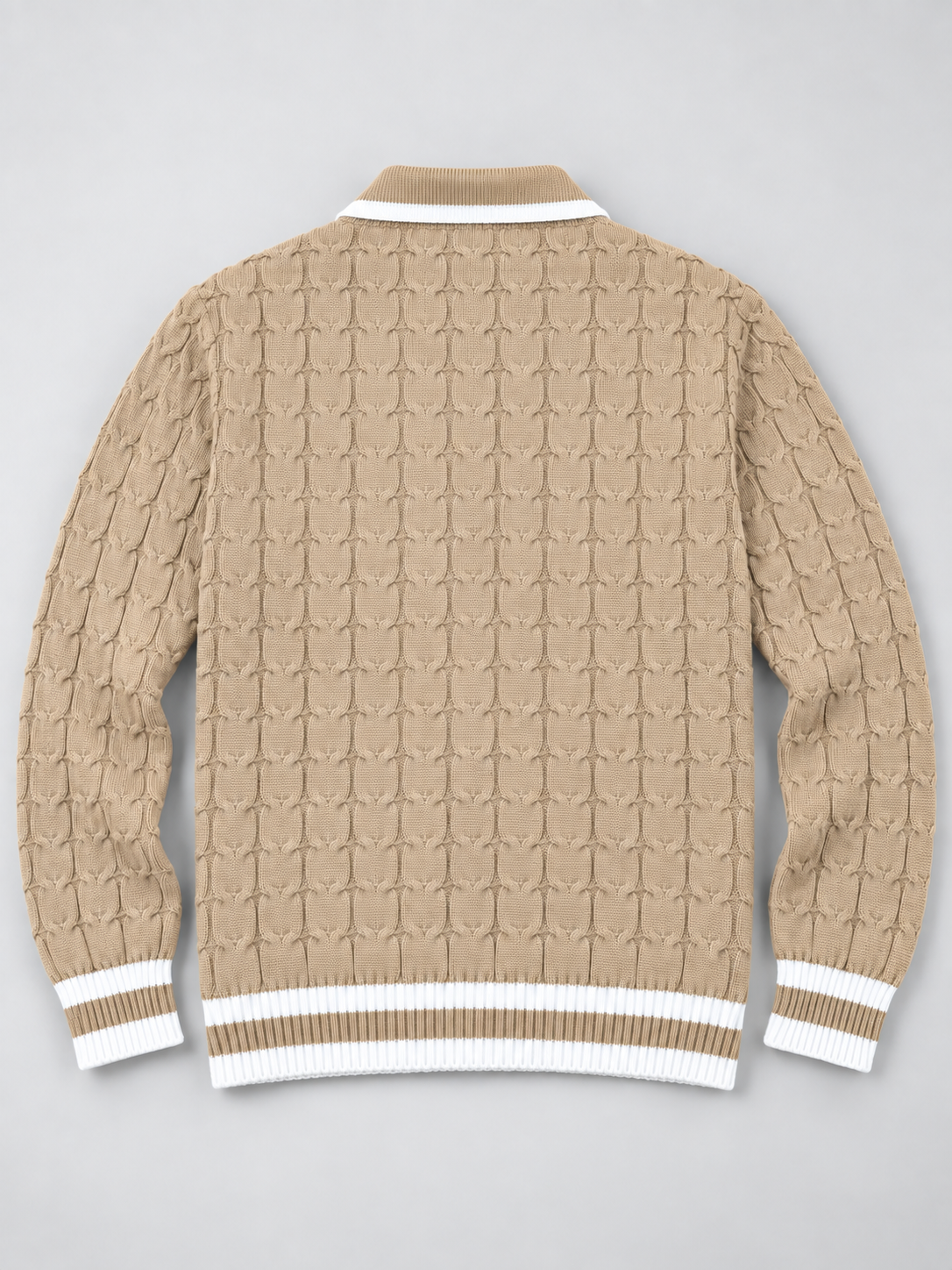 Men’s Cable Knit Polo Sweater – Classic Collared Knit Pullover