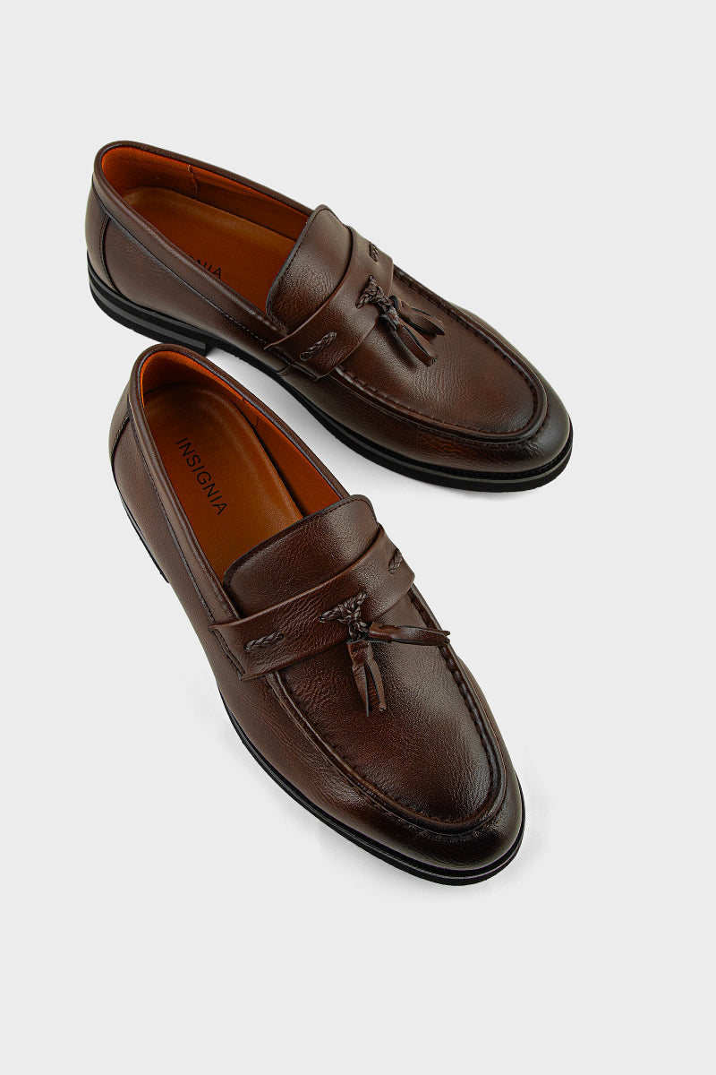 Classic Men's Leather Tassel Loafers – Slip-On Dress Shoes