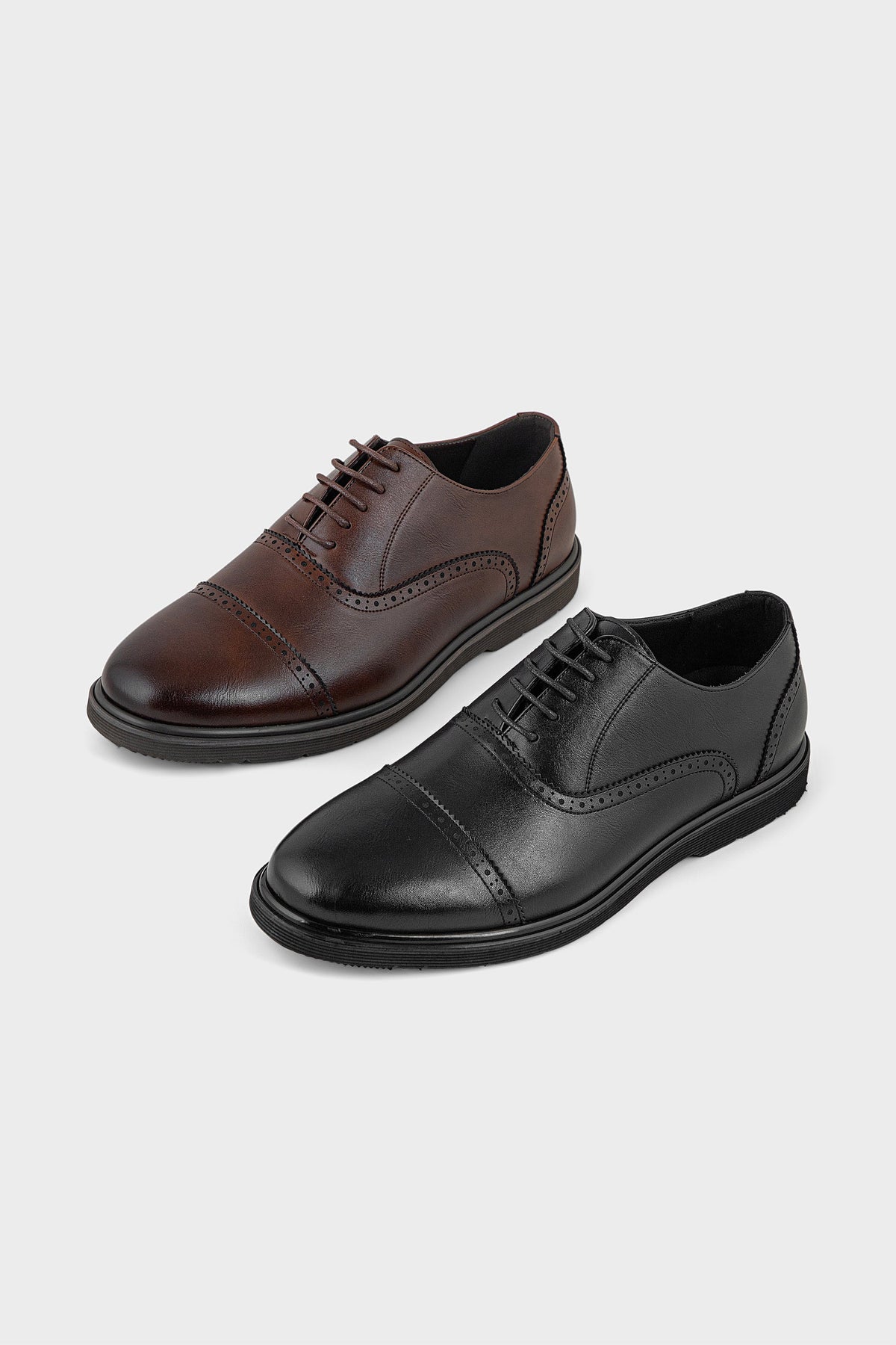 Classic Men's Leather Brogue Oxfords – Formal Cap-Toe Dress Shoes