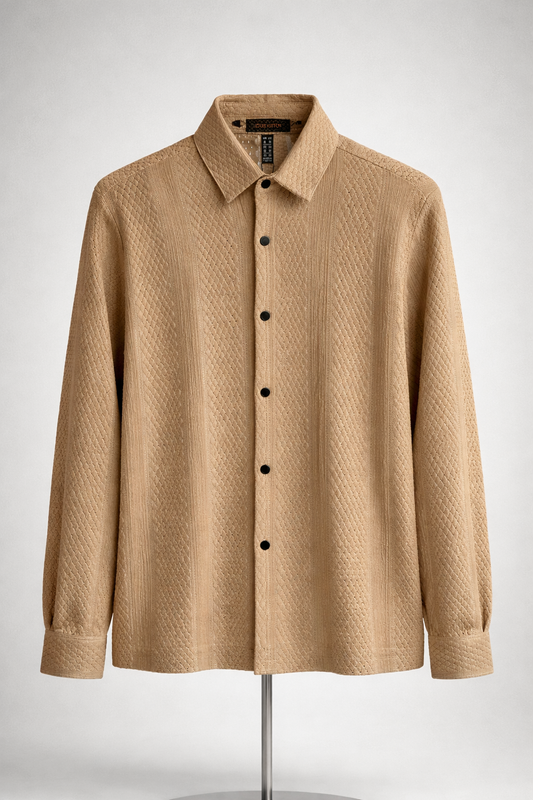 Textured Knit Button-Up Shirt – Relaxed Fit