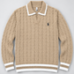 Men’s Cable Knit Polo Sweater – Classic Collared Knit Pullover