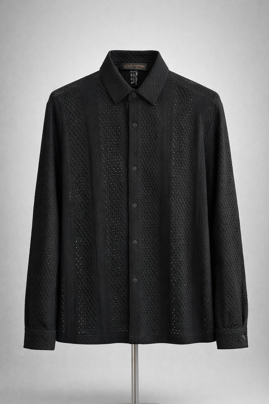 Textured Knit Button-Up Shirt – Relaxed Fit