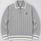 Men’s Cable Knit Polo Sweater – Classic Collared Knit Pullover