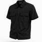 Men's Black Utility Zip-Up Shirt – Short Sleeve