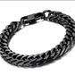 Men's Black Stainless Steel Cuban Chain & Wheat Link Bracelet