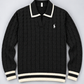 Men’s Cable Knit Polo Sweater – Classic Collared Knit Pullover