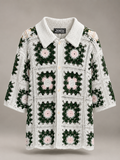 Crochet Floral Button-Up Shirt