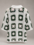 Crochet Floral Button-Up Shirt