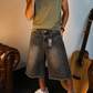 Men's Light Wash Baggy Denim Shorts