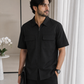 Men's Black Utility Zip-Up Shirt – Short Sleeve