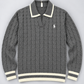 Men’s Cable Knit Polo Sweater – Classic Collared Knit Pullover
