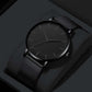 Men's Ultra-Slim Minimalist Black Mesh Quartz Watch