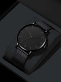 Men's Ultra-Slim Minimalist Black Mesh Quartz Watch