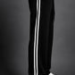 Men’s Black Wide-Leg Track Pants with Double Side Stripes